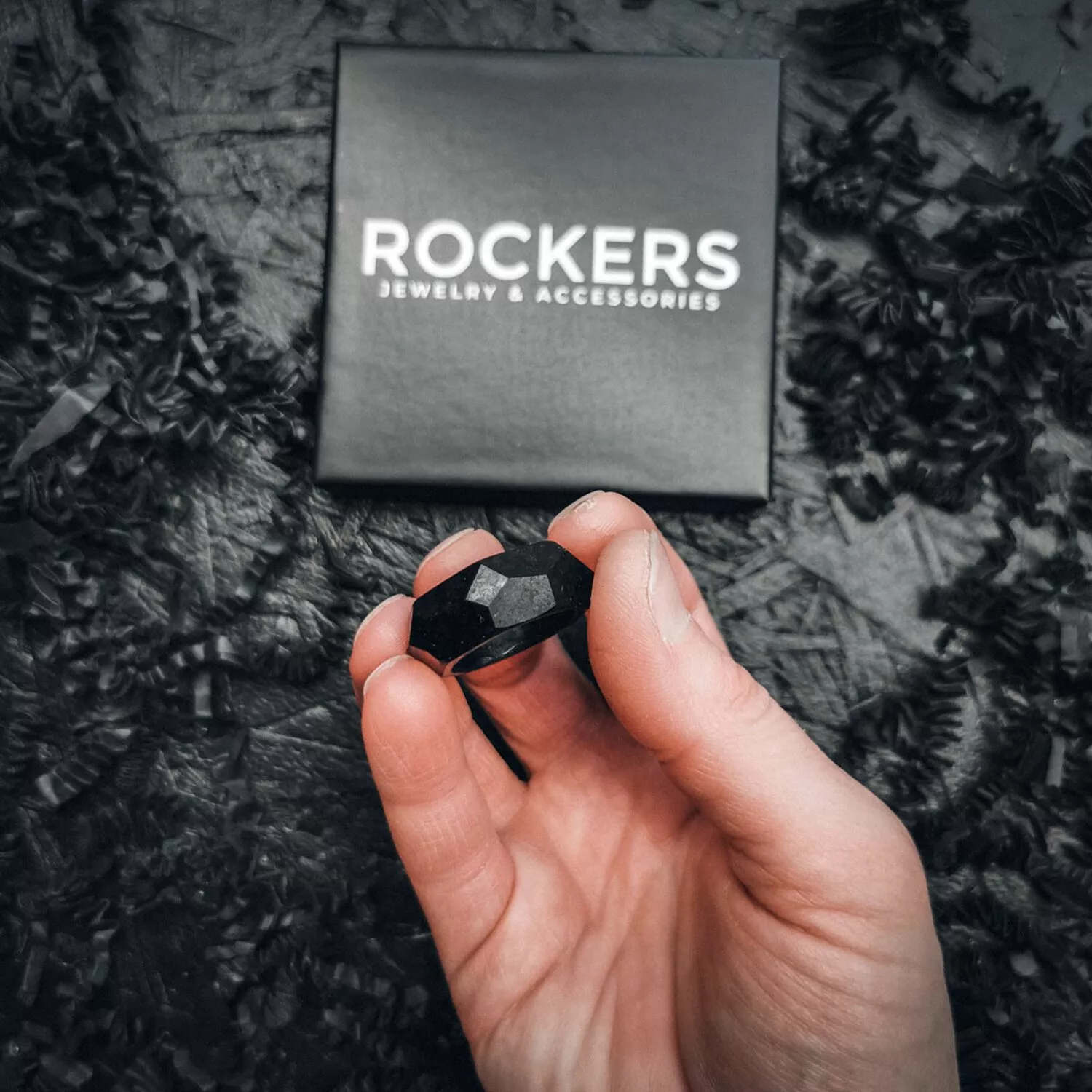 "Stone Ring" Ring Zwart Van Rockers - Afbeelding 7