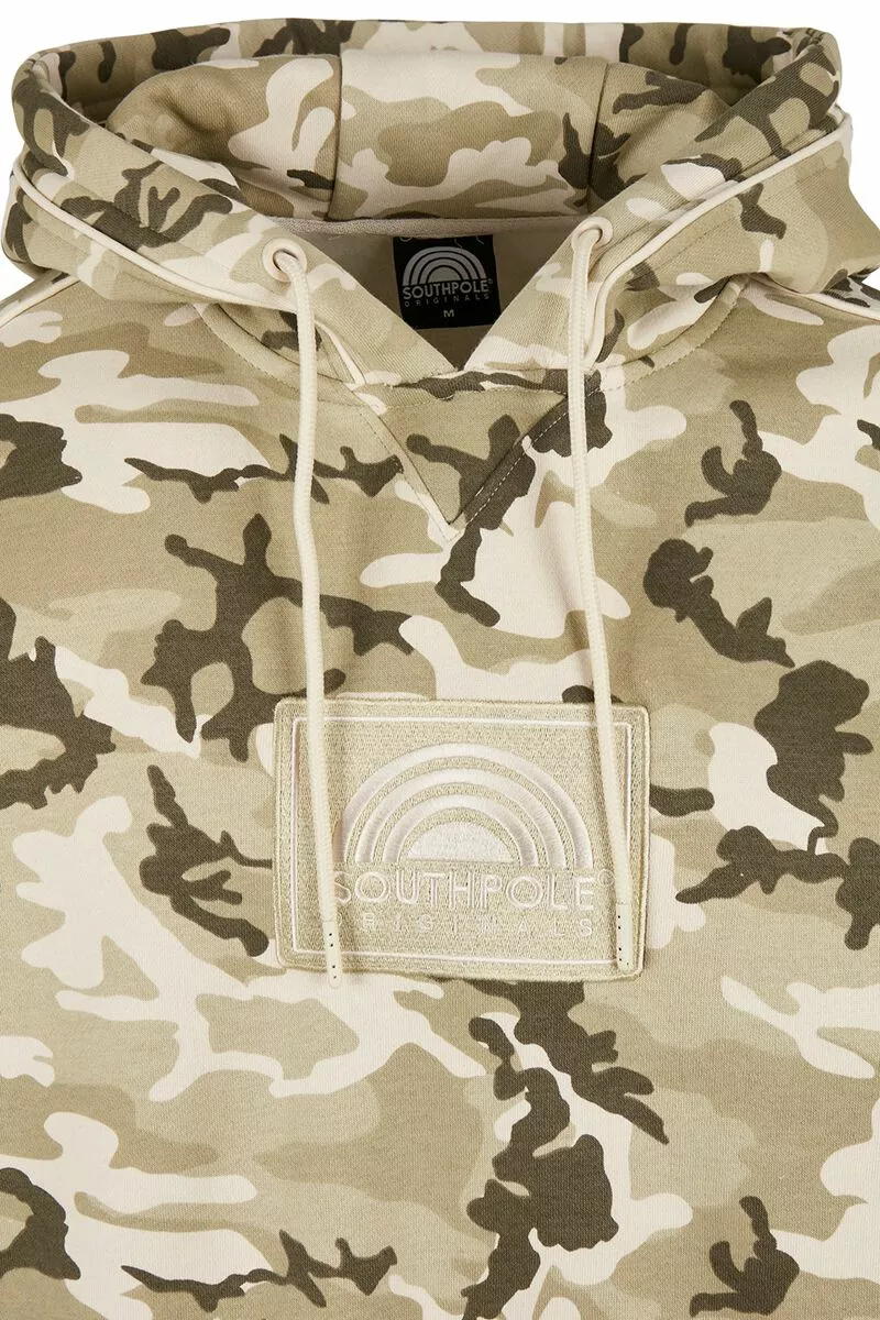 "Southpole Embroidery Hoody" Trui Met Capuchon Camo Zand Van Southpole - Afbeelding 3