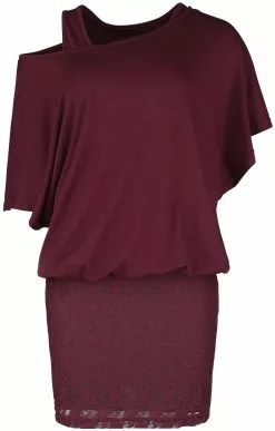 "Donkerrode Jurk Met Laagjeseffect" Korte Jurk Donkerrood Van Black Premium By EMP