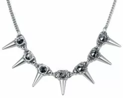 "Black Stone Spikes" Halsketting Zilverkleurig Van Rock Rebel By EMP