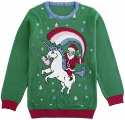 Brandfun Ugly Christmas Sweater "Unicorn & Santa" Sweatshirt Meerkleurig Van Ugly Christmas Sweater
