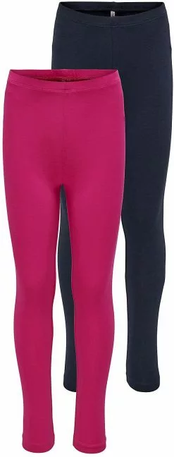"Nille Set Van Twee Leggings" Leggings Blauw-felroze Van Kids ONLY