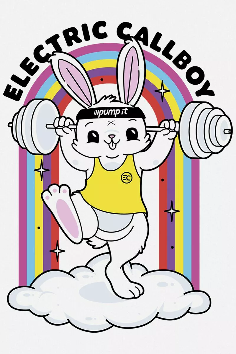"Pump It Bunny" T-shirt Wit Van Electric Callboy - Afbeelding 2