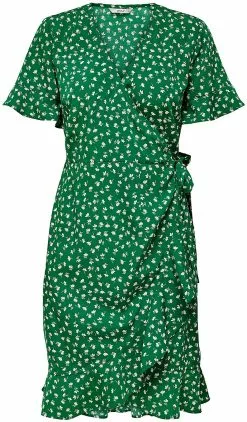 "ONLOLIVIA S/S WRAP DRESS WVN NOOS" Medium-lengte Jurk Groen Van Only