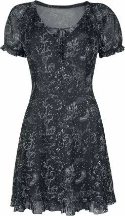 "Nigh Forrest Mesh Jurk" Korte Jurk Zwart-wit Van Jawbreaker