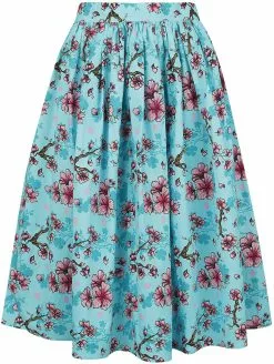 "Louella Rok" Medium-lengte Rok Blauw-felroze Van Hell Bunny