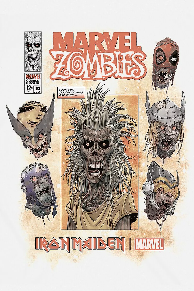 "Iron Maiden X Marvel Collection - Zombie Eddie Comic" T-shirt Wit Van Iron Maiden - Afbeelding 2