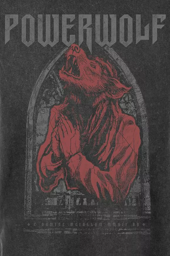 "Lupus Dei Vintage" T-shirt Zwart Van Powerwolf - Afbeelding 2