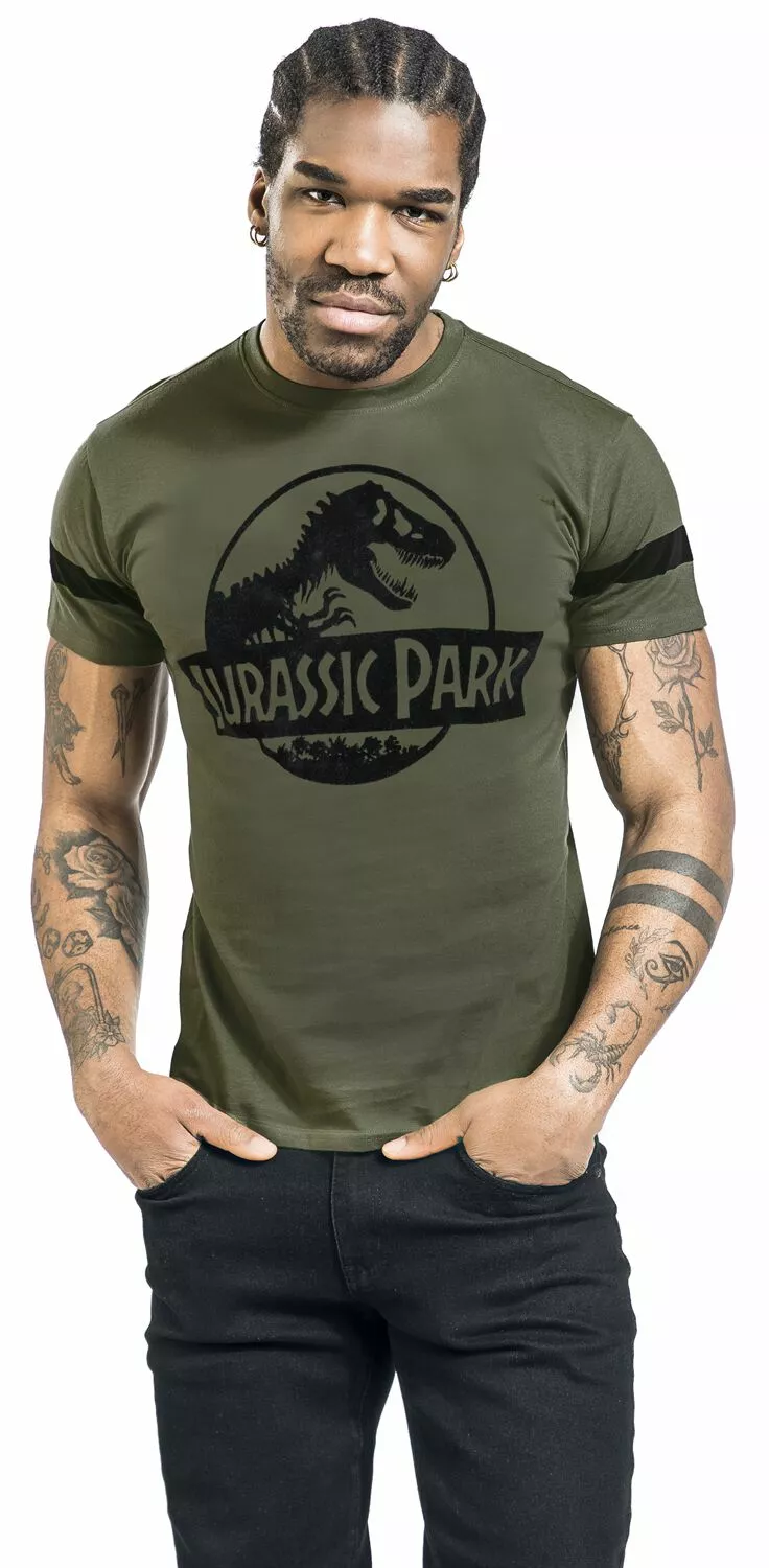 "Jurassic Park - Logo Flock" T-shirt Groen Van Jurassic Park - Afbeelding 4