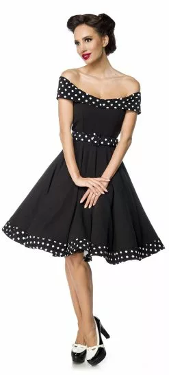 "Strapless Swing Jurk Met Ceintuur" Medium-lengte Jurk Zwart-wit Van Belsira