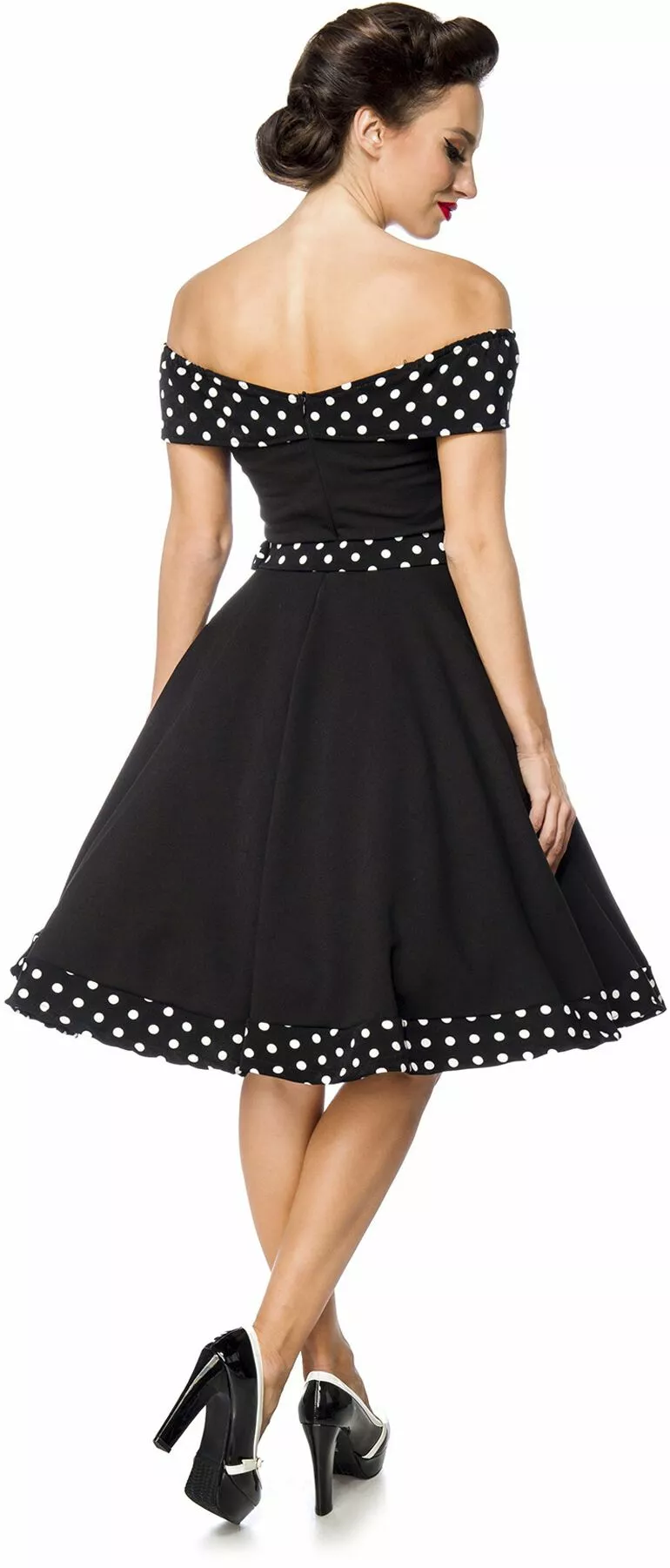 "Strapless Swing Jurk Met Ceintuur" Medium-lengte Jurk Zwart-wit Van Belsira - Afbeelding 2