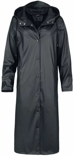 "NMSKY L/S X- LONG A-LINE RAINCOAT NOOS" Regenjas Zwart Van Noisy May