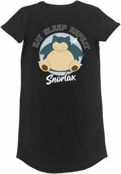 "Snorlax - Eat, Sleep, Repeat" Korte Jurk Zwart Van Pokémon