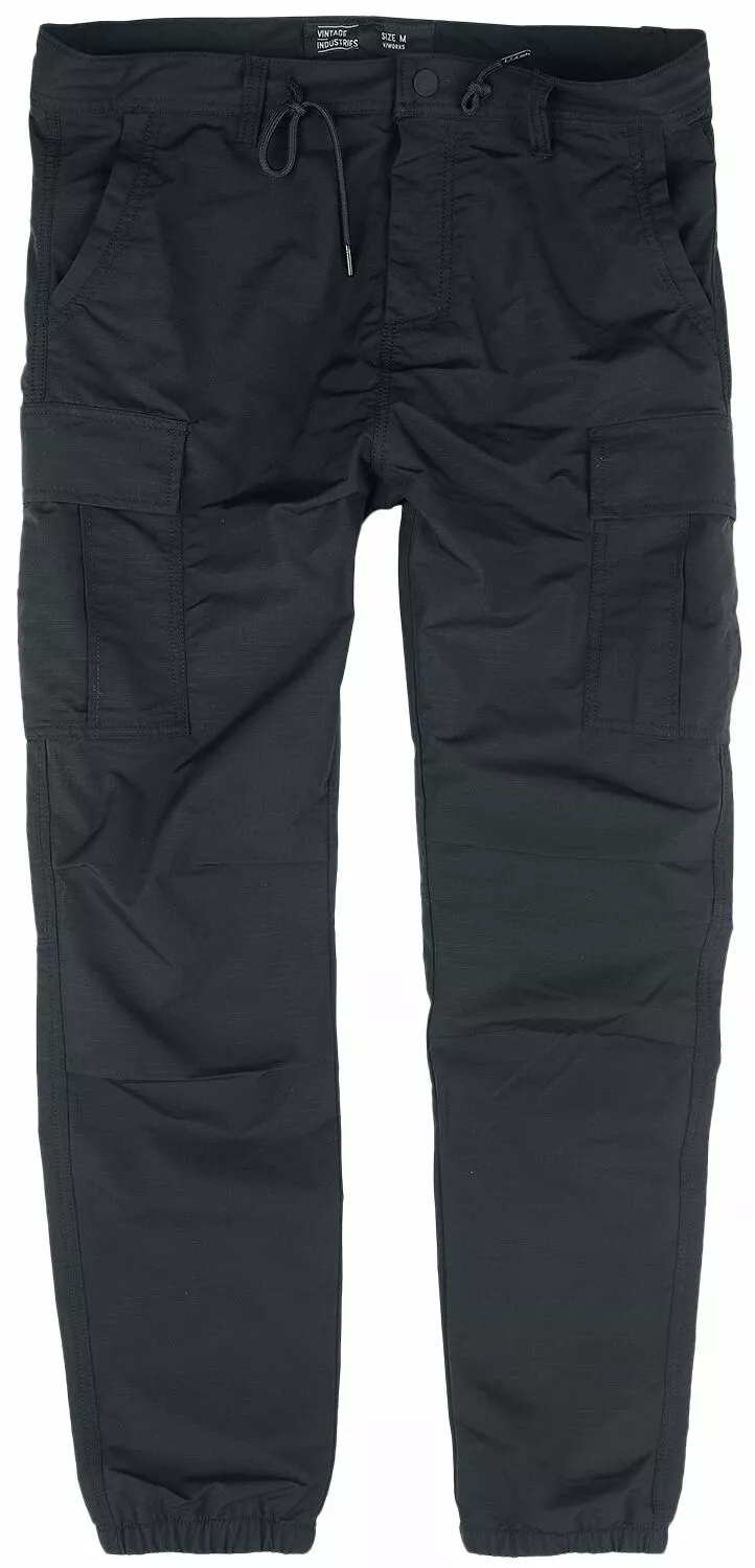 "Clyde Pants" Cargobroeken Zwart Van Vintage Industries