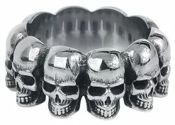 "Skulls" Ring Zilverkleurig Van EtNox Hard And Heavy