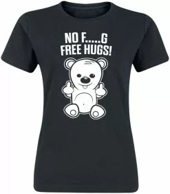 Brandfun Slogans "No Free Hugs" T-shirt Zwart Van Slogans