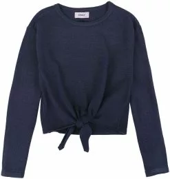 "Amalia Long-sleeved Knot O-neck" Shirt Met Lange Mouwen Donkerblauw Van Kids ONLY