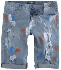 "Korte Broek Met Slijtage Effect" Korte Broek Blauw Van Rock Rebel By EMP