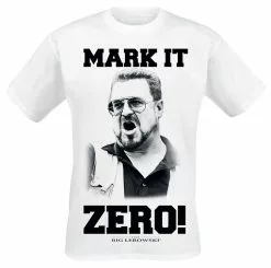 "Mark It Zero" T-shirt Wit Van The Big Lebowski