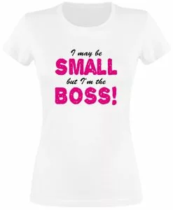 Brandfun Slogans "Small But The Boss" T-shirt Wit Van Slogans