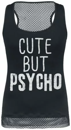 "Cute But Psycho" Top Zwart