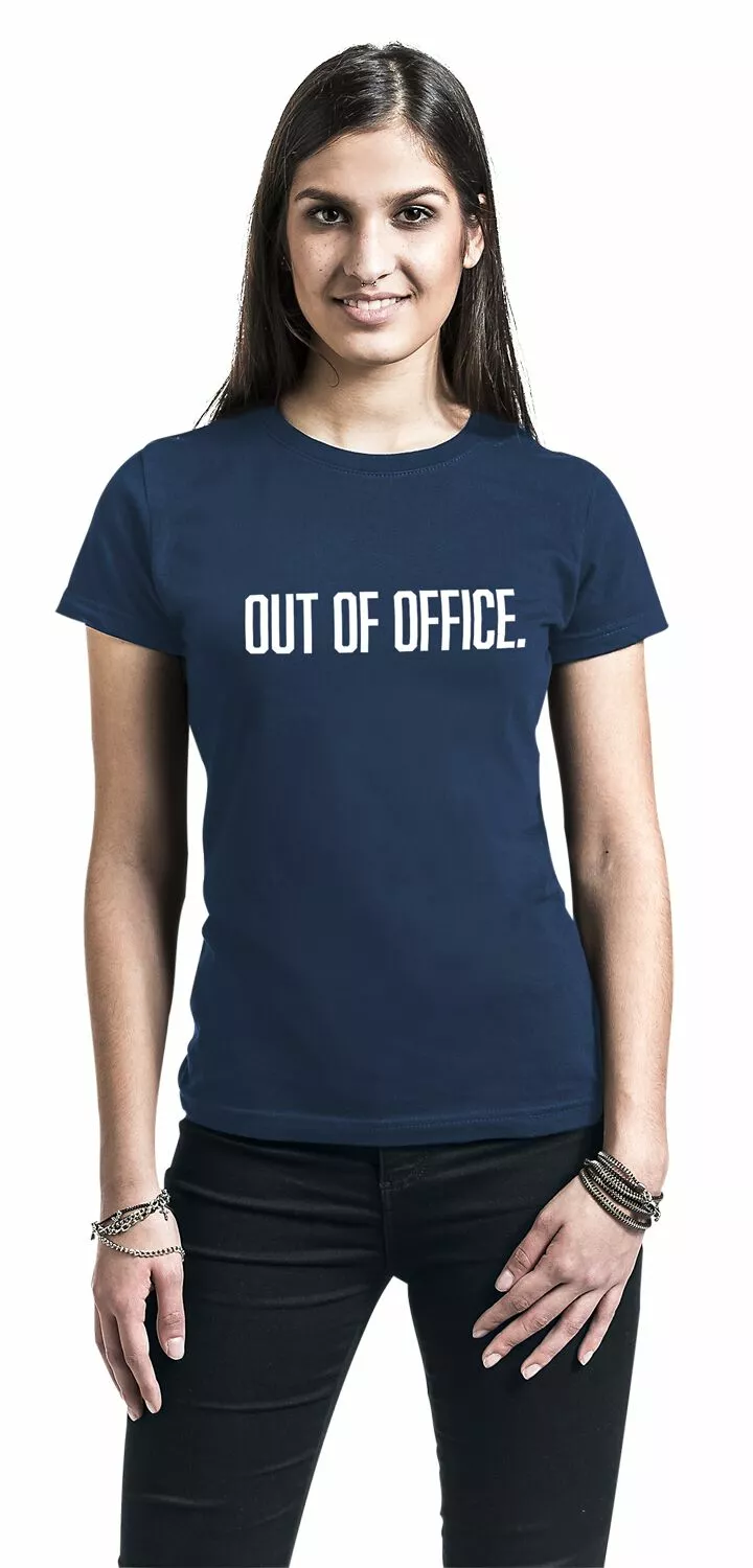 Brandfun Slogans "Out Of Office" T-shirt Blauw Van Slogans - Afbeelding 3