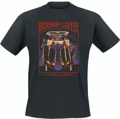 Brandfun Steven Rhodes "Worship Coffee" T-shirt Zwart Van Steven Rhodes
