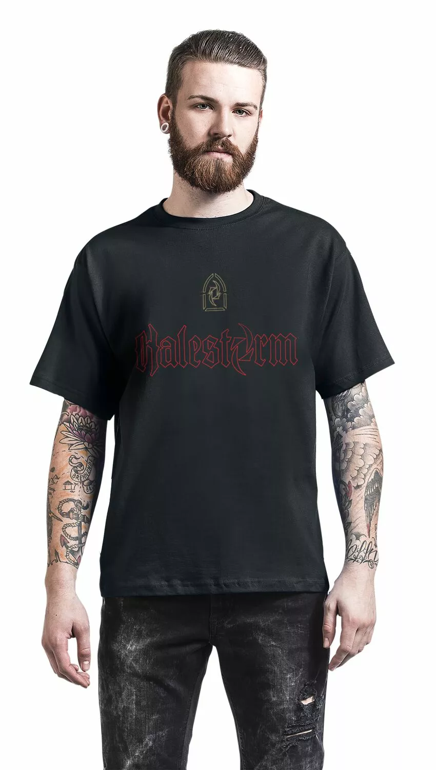 "Neon Logo" T-shirt Zwart Van Halestorm - Afbeelding 4