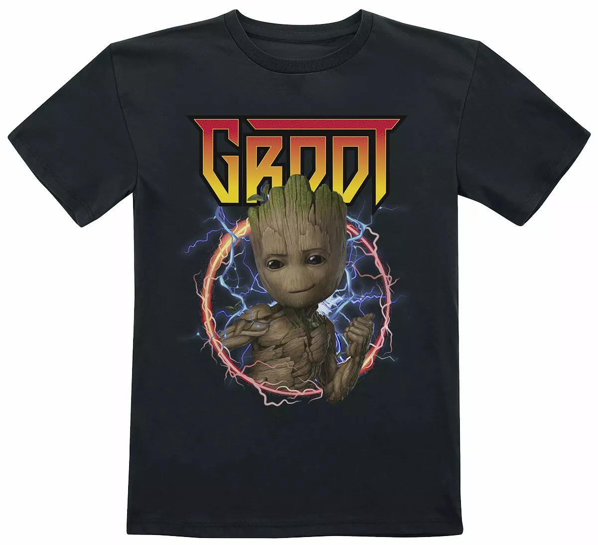 "Kids - Groot - Electrifying Circle" T-shirt Zwart Van Guardians Of The Galaxy
