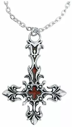 "St. Lucifer's - Red Blood Cross" Halsketting Zilverkleurig Van Alchemy Gothic