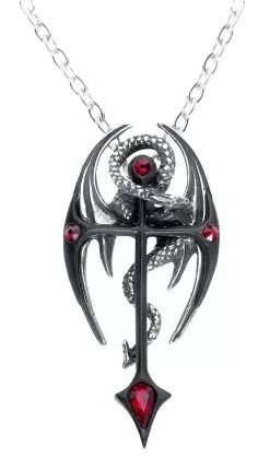 "Dragon Cross" Halsketting Zwart-zilverkleurig Van Alchemy Gothic