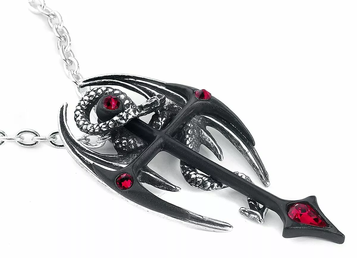 "Dragon Cross" Halsketting Zwart-zilverkleurig Van Alchemy Gothic - Afbeelding 4